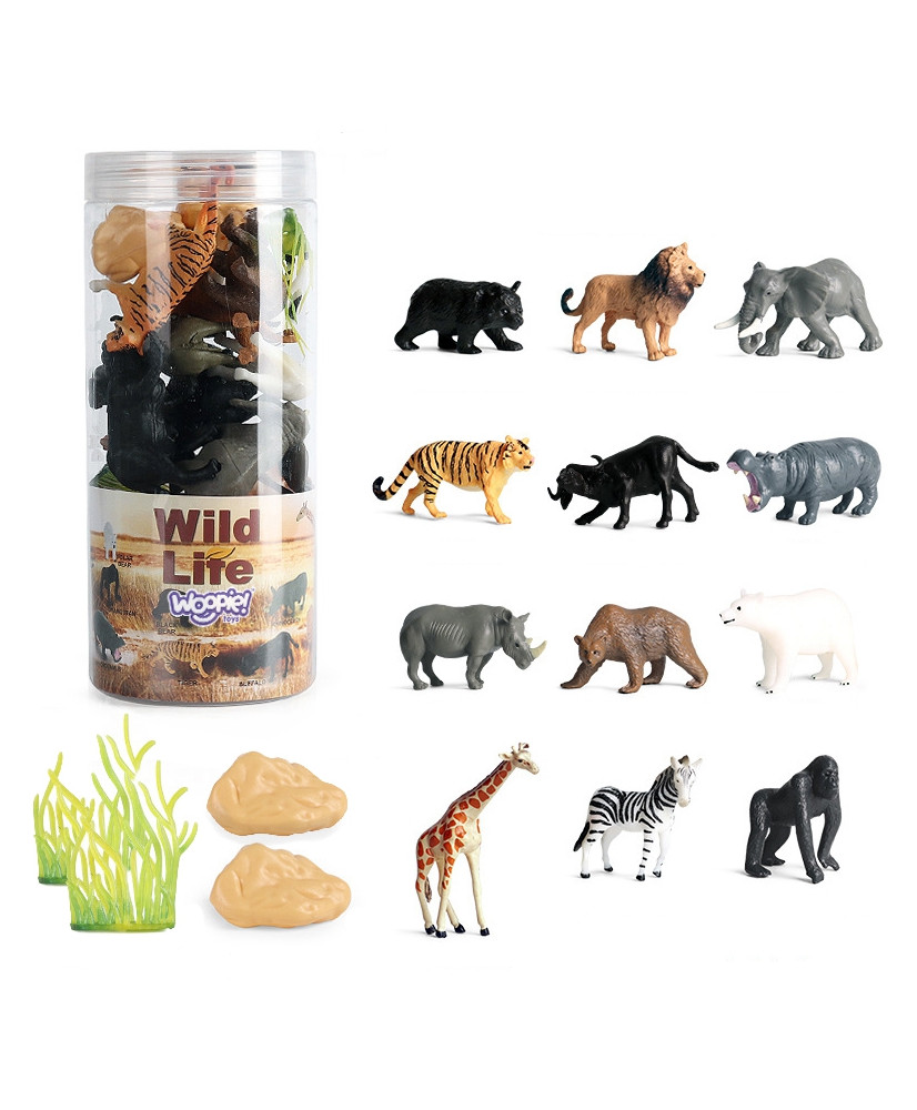 It 's a set of 16 wild animal figures . - version two