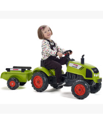 FALK Claas Green Tractor with Pedals, Horn, Trailer for 2 years.