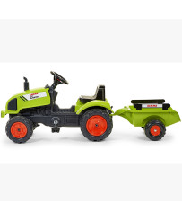 FALK Трактор Claas Green с педалями, звуковым сигналом и прицепом на 2 года.