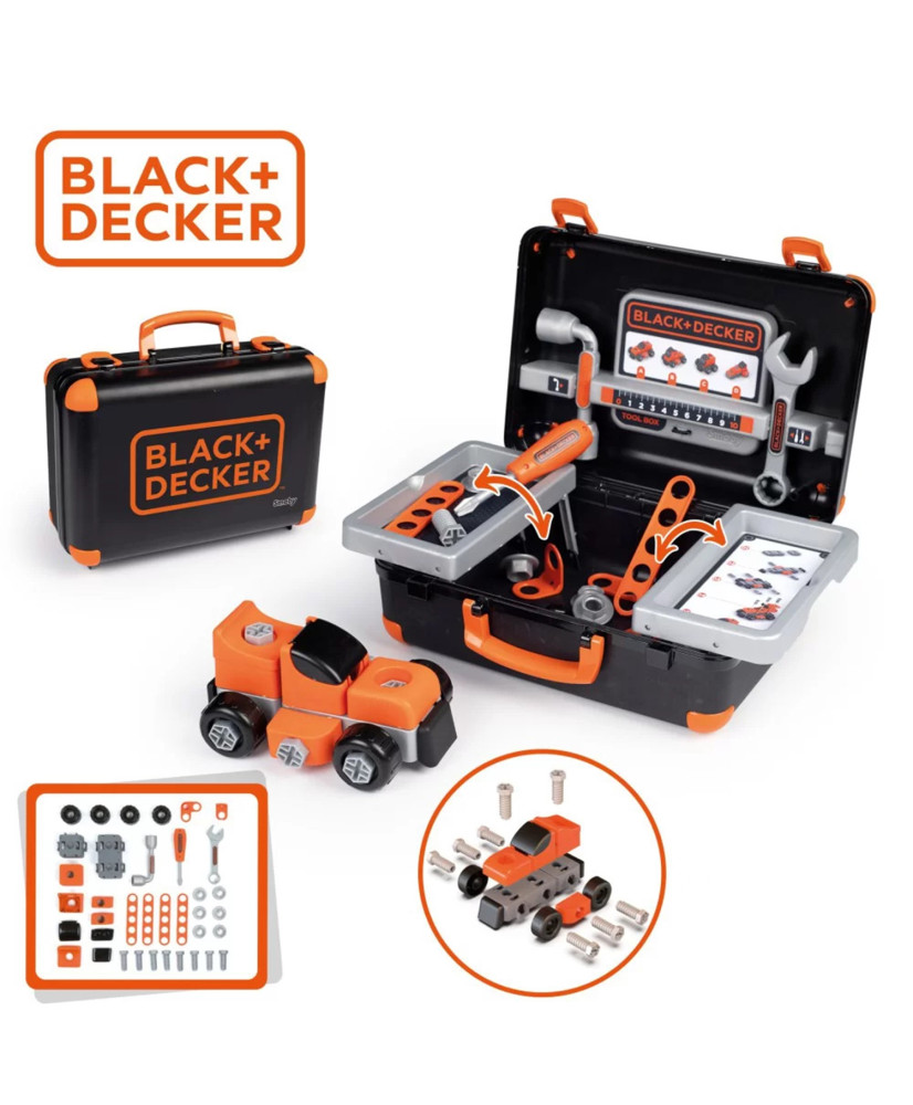 Smoby Black & Decker Tool Case + Parts Car