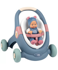 Smoby Little Walker Pusher 3w1 Baby Carriage + Bobas doll
