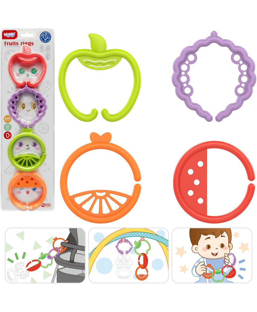 WOOPIE BABY Сенсорные игрушки-прорезыватели для малышей Животные Подвески-цепочка 4 шт.
