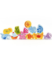 CLASSIC WORLD Puidust stringiklotsid Aquatic Animals 13 tk.