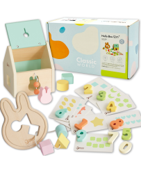 CLASSIC WORLD pastelsete värvidega beebikomplekt, esimesed õppemänguasjad vanuses 12 kuni 18 kuud