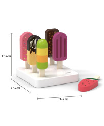 VIGA Koka ledus konfektes komplekts ar statīvu, 6 gab.