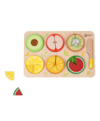 CLASSIC WORLD Wooden Fruits for Cutting with Velcro Learning Fractions and Division MONTESSORI 23 pcs.