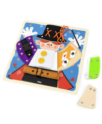 VIGA Wooden Manipulative Board Buckles Locks Magik Montessori