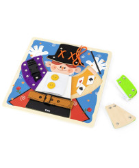 VIGA Wooden Manipulative Board Buckles Locks Magik Montessori