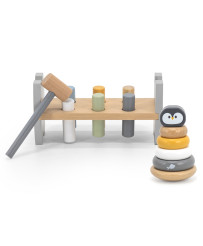 VIGA PolarB Set Wooden Pyramid Punch with Hammer Penguin Montessori
