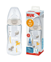 Nuk First Choice Art.SK56 Plastmasas pudelīte ar plašu kaklu un silikona knupīti (0-6 mēn.) 300 ml (assorti)|Nuk First Choice Ar
