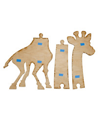 Wooden giraffe growth measure 125 cm natural wood + chalkboard 32 x 44 cm