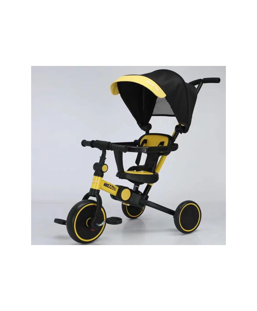 Tricycle yellow-black tricycle with a canopy