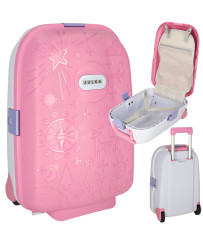 Children's travel suitcase on wheels pink