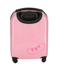 Children's travel suitcase on wheels cat pink