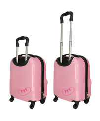 Children's travel suitcase on wheels cat pink