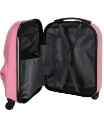 Children's travel suitcase on wheels cat pink