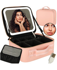 Cosmetics organizer with mirrors pink