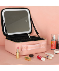 Cosmetics organizer with mirrors pink