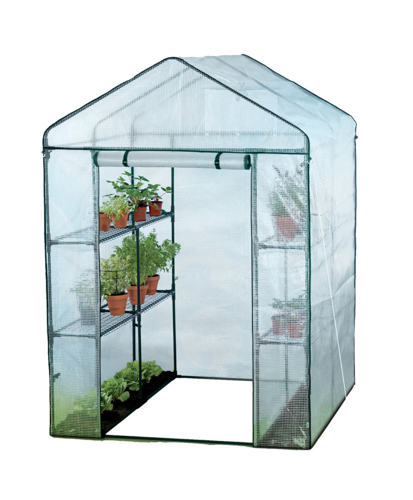 Garden greenhouse with shelves white 140x140x200 5460