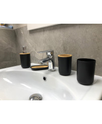 Bathroom set 6 pcs brush dispenser black
