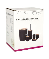 Bathroom set 6 pcs brush dispenser gray