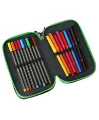 Triple pencil case with accessories Pixel Cubes