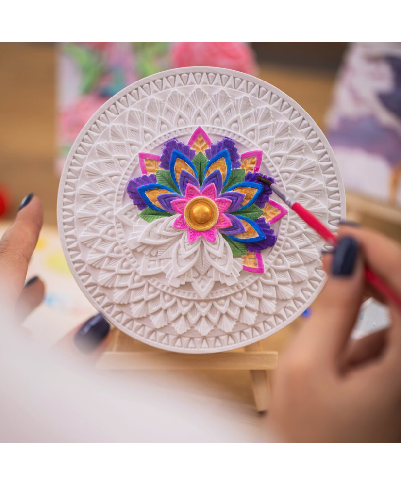 CANDELLANA plaster coloring book 3D mandala painting picture set paints and brushes