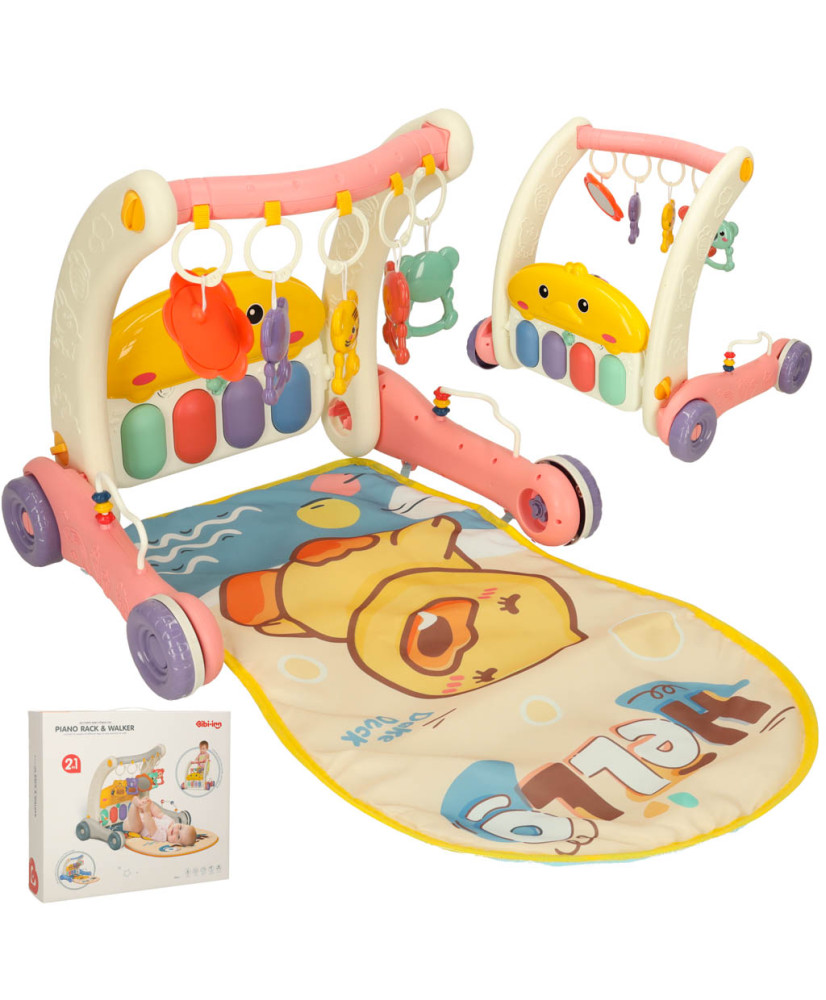 Educational mat for babies 2-in-1 duck with piano + pusher