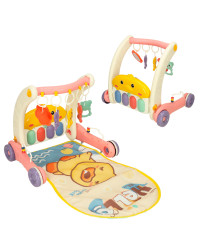 Educational mat for babies 2-in-1 duck with piano + pusher