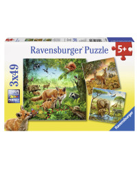 Ravensburger Puzzle 3x49 pc World Animals