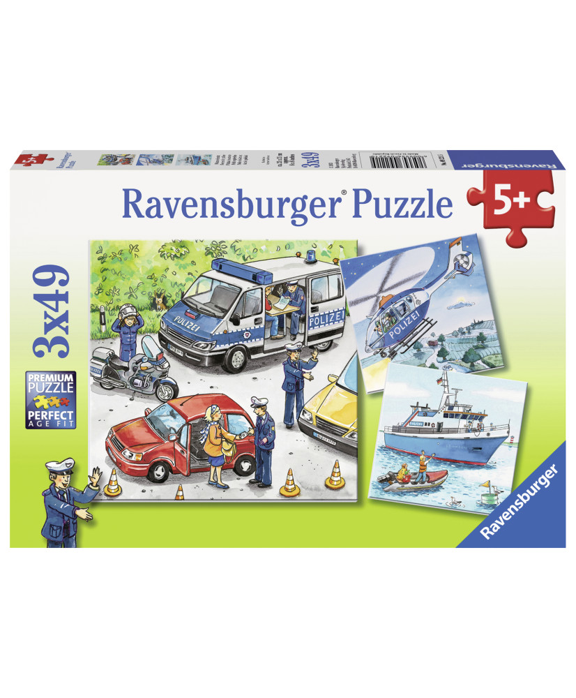 Ravensburger Puzzle 3x49 policijas rīcība