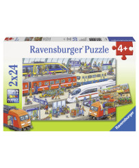 Ravensburger Puzzle 2x24 pc Apņemta dzelzceļa stacija