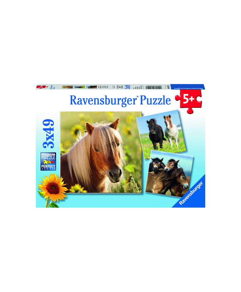 Ravensburger Puzzle 3x49 pc Mīloši zirgi
