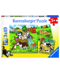 Ravensburger Puzzle 3x49 pc Kaķi un suņi