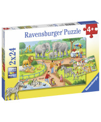Ravensburger Puzzle 2x24 pc Diena zooloģiskajā dārzā