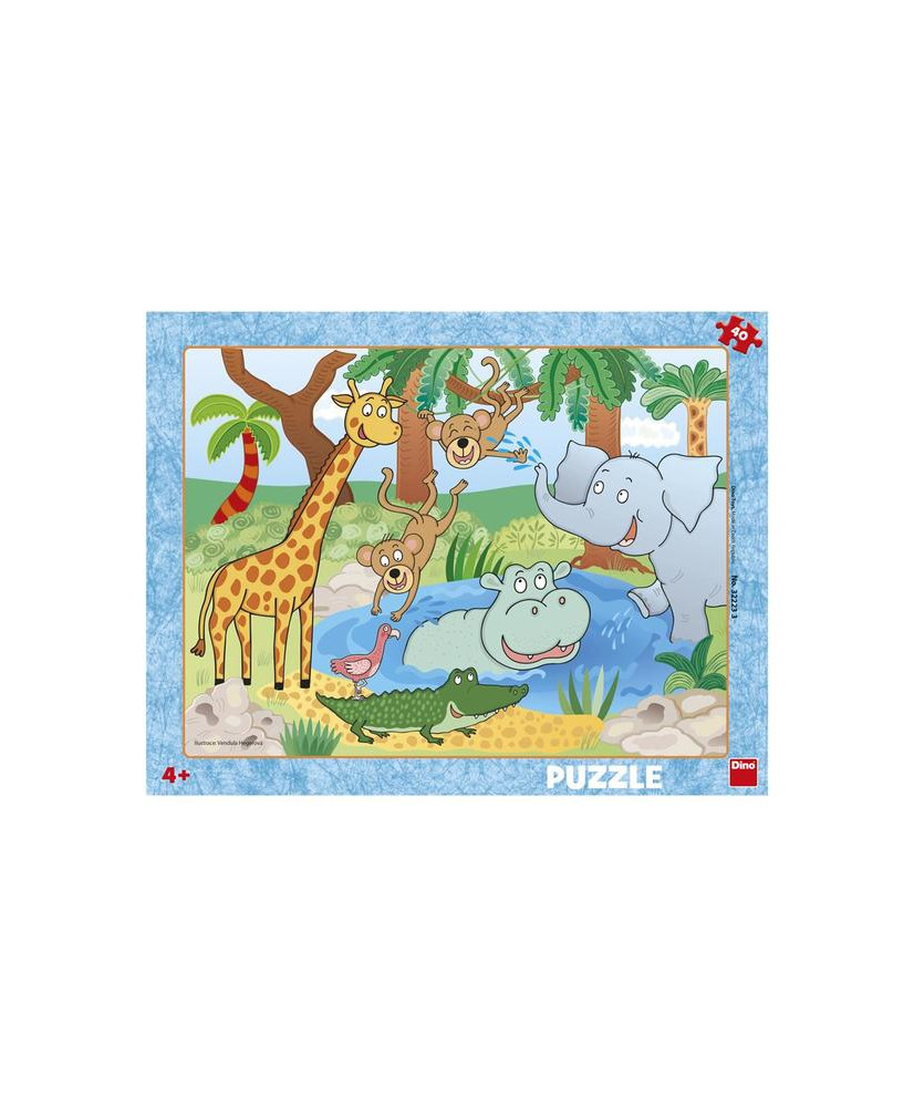 Dino Frame Puzzle 40 pc liels, dzīvnieki zooloģiskajā dārzā