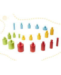 Montessori koka cilindru atsvariņi krāsaini