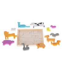 Wooden puzzle match shapes animals