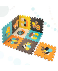 Vahtmaterjalist puzzle matt lastele 9 el. värvilised loomad 85cm x 85cm x 1cm