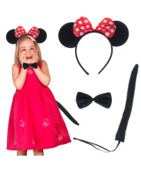 Costume headband bow tie tail set mouse
