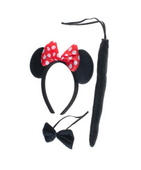 Costume headband bow tie tail set mouse
