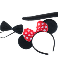 Costume headband bow tie tail set mouse