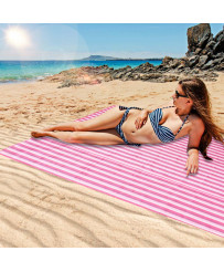 Pludmales paklājs pludmales piknika sega 200x200cm rozā krāsā