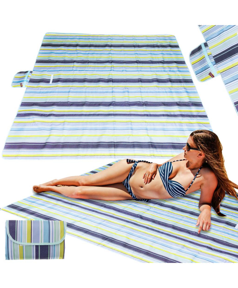 Beach mat beach picnic blanket 200x200cm blue
