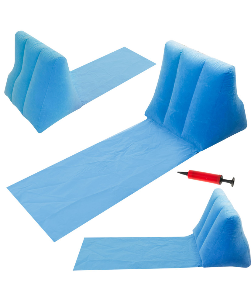 Beach mat lounger with backrest inflatable blue