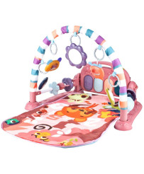 Educational mat with piano and rattles pink