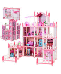 Doll house villa pink DIY 4...