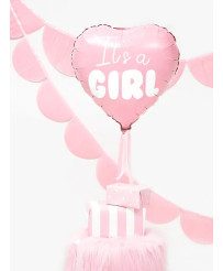 Foil balloon "It's a girl" heart pink 48cm
