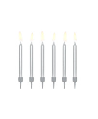 Birthday candles plain silver 6cm