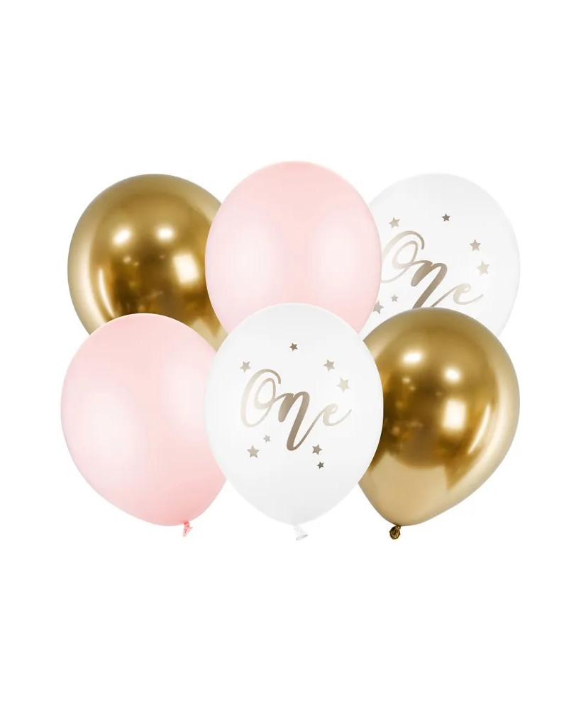 Balloons 30cm Pastel Pale Pink 5 pcs white gold pink